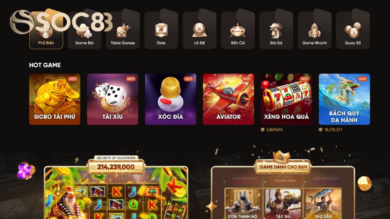 Soc88 cung cấp đa dạng thể loại trò chơi giải trí cho những tín đồ đam mê bet đổi thưởng